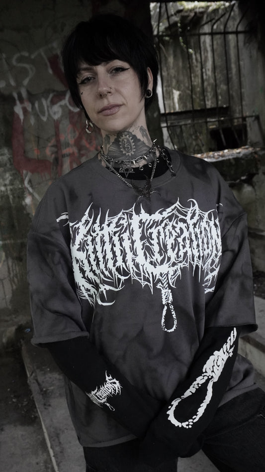 NO PLACE FOR | grey oversize layer sleeve hoodie