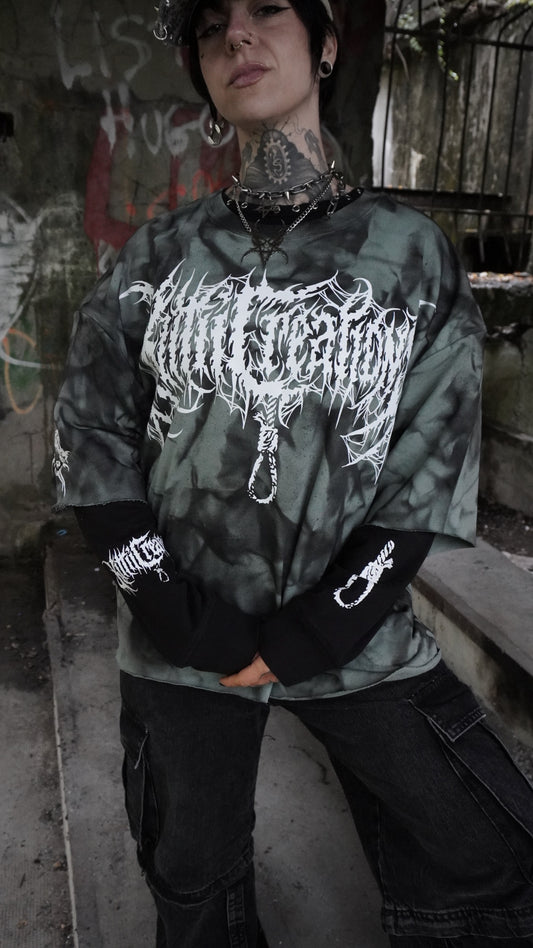 NO PLACE FOR | Green n2 oversize layer sleeve hoodie