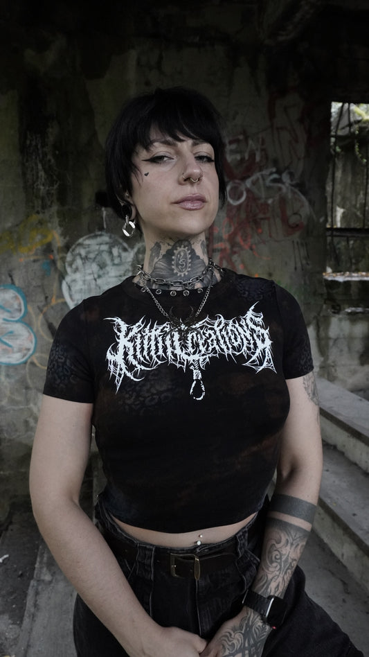 KITTII | leo Print bleached crop top unique piece